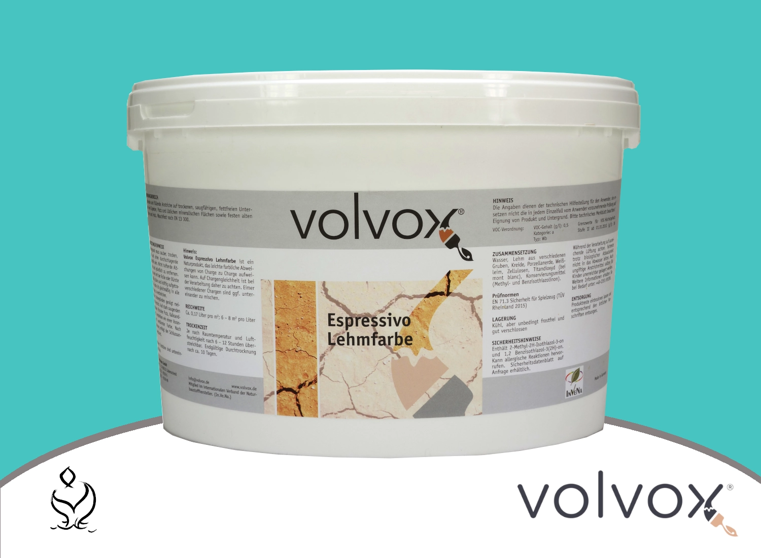 Volvox Espressivo Lehmfarbe 044 turquoise · 0,9ltr. Volvox Espressivo Lehmfarbe 044 turquoise · 0,9ltr.
